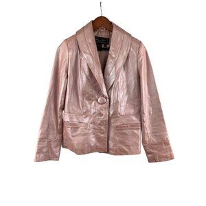 Terry Lewis Classic Luxuries Pink Leather Blazer Jacket PXS